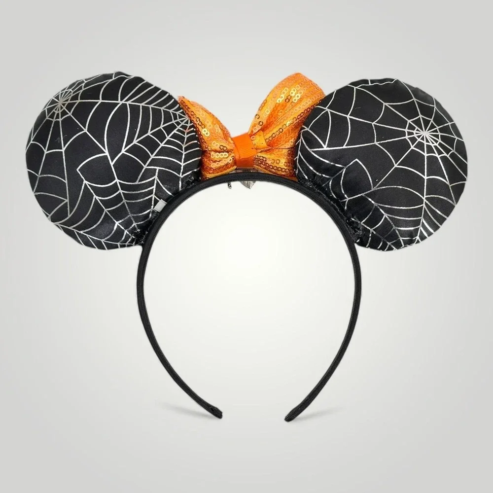 LOT OF 3 Disney Halloween Minnie Mouse Ear Headband Spiderweb Bat Stripes Sequin
